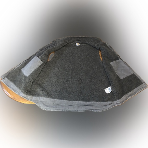 Carhartt V33 GVL Gray Fleece Sherpa Lined Canvas Rugged Work Wear Zip Up Vest XL - Picture 5 of 15